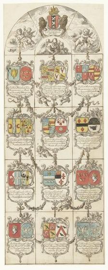 Design for stained glass window 14 donated by the mayors and councils of Amsterdam, 1666. Creator: Pieter Jansz