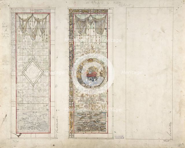 Design for Stained Glass with Marine Motifs, 19th century. Creator: John Gregory Crace.