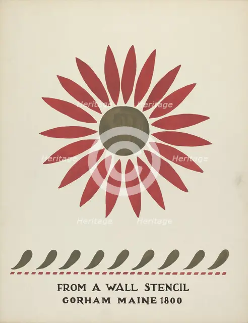 Design from Gorham, Maine 1800: from Proposed Portfolio "Maine Wall Stencils", 1935/1942. Creator: Mildred E Bent.