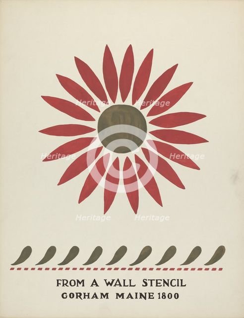 Design from Gorham, Maine 1800: from Proposed Portfolio "Maine Wall Stencils", 1935/1942. Creator: Mildred E Bent.