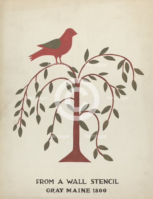 Design from Gray, Maine 1800 (no. 1): From Proposed Portfolio "Maine Wall Stencils", 1935/1942. Creator: Mildred E Bent.