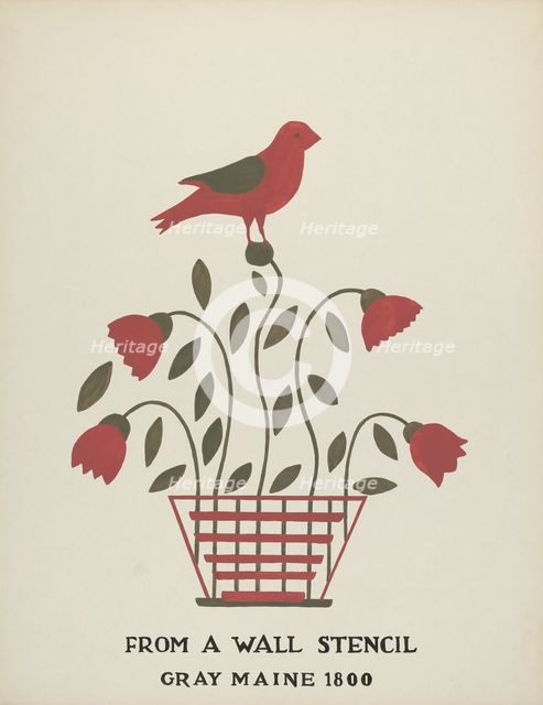 Design from Gray, Maine 1800 (no. 2): From Proposed Portfolio "Maine Wall Stencils", 1935/1942. Creator: Mildred E Bent.