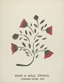 Design from Windham, Maine 1803: From Proposed Portfolio "Maine Wall Stencils", 1935/1942. Creator: Mildred E Bent