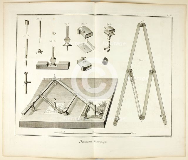 Design: Pantograph, from Encyclopédie, 1762/77. Creator: Benoit-Louis Prevost.
