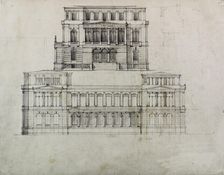 Design Projects, Building Elevation Study, c. 1860-1870. Creator: Carl J Furst
