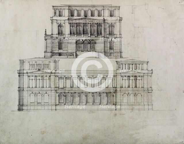 Design Projects, Building Elevation Study, c. 1860-1870. Creator: Carl J Furst.