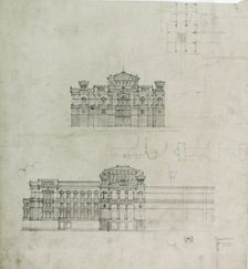 Design Projects, Elevation Studies and Plan, c. 1860-1870. Creator: Carl J Furst