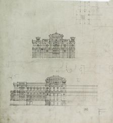 Design Projects, Elevation Studies and Plan, c. 1860-1870. Creator: Carl J Furst