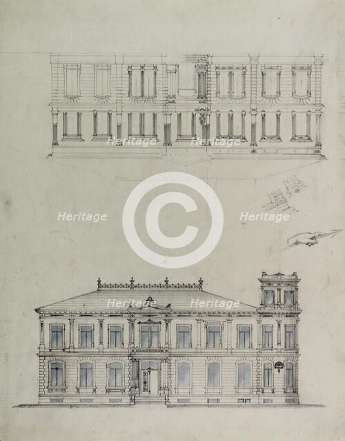 Design Projects, House Elevation Studies, c. 1860-1870. Creator: Carl J Furst.