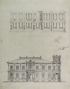 Design Projects, House Elevation Studies, c. 1860-1870. Creator: Carl J Furst