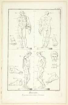 Design: Proportions of the Antinoüs Statue, from Encyclopédie, 1762/77. Creator: A. J. Defehrt