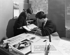 Design room at a printing company, Mexborough, South Yorkshire, 1959. Creator: Michael Walters