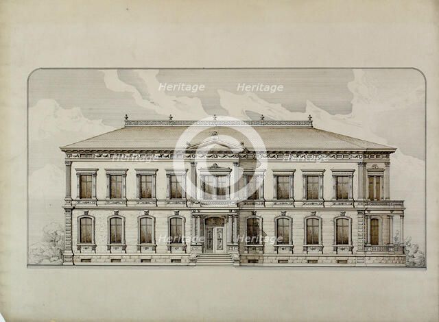Design Studies, Elevation of a Villa, Presentation Elevation, c. 1870. Creator: Carl J Furst.