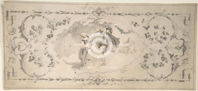 Design with Dancers in a Cartouche, 19th century. Creator: Anon.