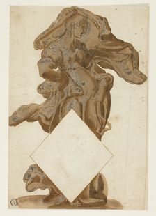 Design with Female Figure in Flowing Drapery, n.d. Creator: Possibly Hendrick Goltzius (Dutch, 1558-1617) or Hubrecht Goltzius (German, 1526-1583) or possibly after Joachim Wtewael (Dutch, c. 1566-1638)