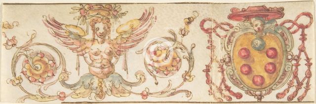 Design with Medici Coat of Arms and Harpy (Embroidery Design?), 16th century. Creator: Anon.