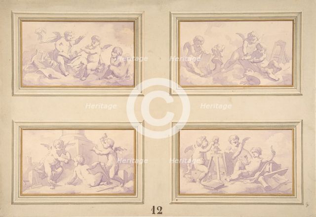 Designs featuring the allegories of the arts, second half 19th century. Creators: Jules-Edmond-Charles Lachaise, Eugène-Pierre Gourdet.