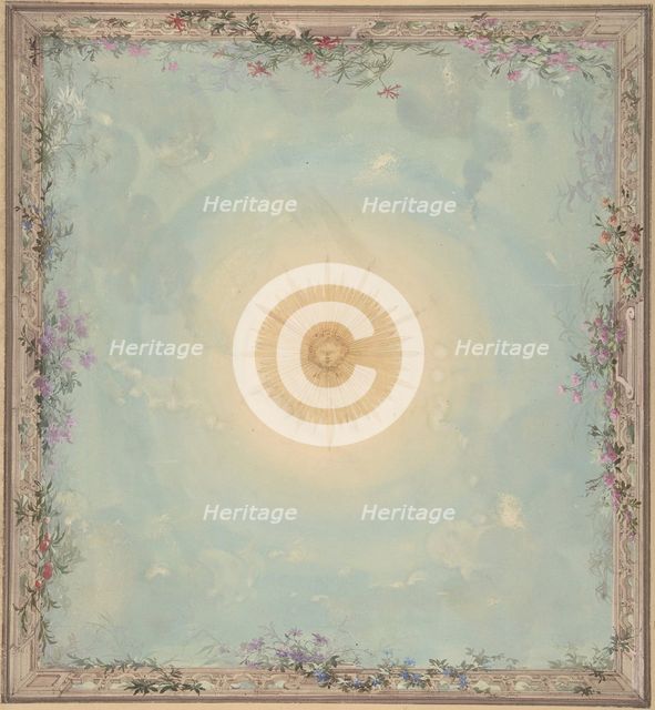 Designs for Ceilings with Central Sunburst, 19th century. Creator: Charles Monblond.