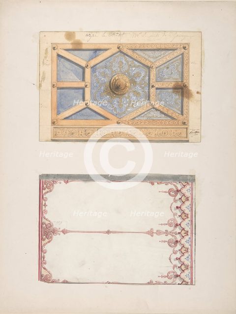 Designs for Ceiling and Wall Decoration for Monsieur Lecomte de la Grange, second half 19th century. Creators: Jules-Edmond-Charles Lachaise, Eugène-Pierre Gourdet.