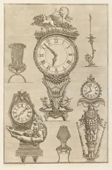 Designs for clocks, 1769. Creator: Giovanni Battista Piranesi