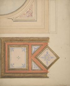 Designs for a ceiling and painted panel, 1830-97. Creators: Jules-Edmond-Charles Lachaise, Eugène-Pierre Gourdet