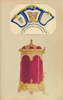 Designs for a Decorated Dish, or Platter, and a Biscuit Barrel, 1845-55. Creator: Alfred Crowquill