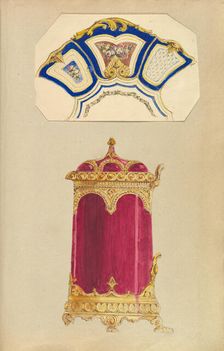 Designs for a Decorated Dish, or Platter, and a Biscuit Barrel, 1845-55. Creator: Alfred Crowquill