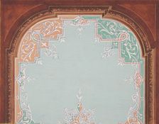 Designs for a painted ceiling with filagree borders, 1830-97. Creators: Jules-Edmond-Charles Lachaise, Eugène-Pierre Gourdet