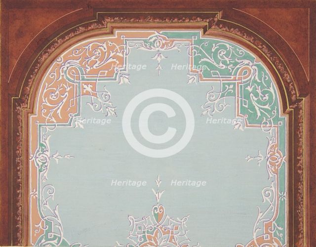 Designs for a painted ceiling with filagree borders, 1830-97. Creators: Jules-Edmond-Charles Lachaise, Eugène-Pierre Gourdet.