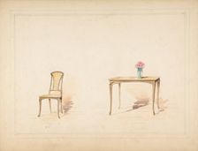 Designs for an Art Nouveau Table and Chair, 19th century. Creator: Anon