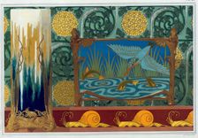 Designs for Bronze Vase Support, Wallpaper and border, and Enamel and Bronze Jardiniere, pub. 1897. Creator: Maurice Pillard Verneuil (1869?1942)