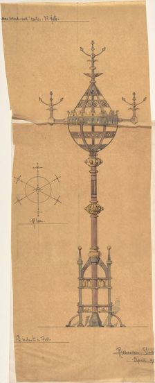 Designs for [Gas?] Lights for a Church, ca. 1880. Creator: Richardson Slade & Co