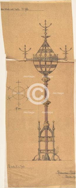 Designs for [Gas?] Lights for a Church, ca. 1880. Creator: Richardson Slade & Co.