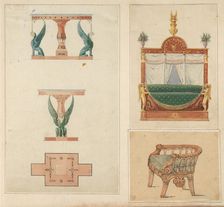 Designs for Furniture, ca. 1800-ca. 1840. Creators: Pierre Antoine Bellangé, Louis-Alexandre Bellangé, Jean Démosthène Dugourc, Jacques Louis de La Hamayde de Saint-Ange