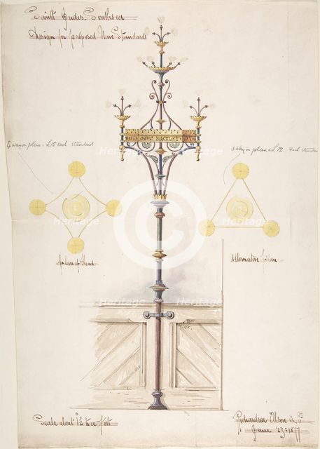 Designs for Nave Standards, St. Jude's Southsea, ca. 1880. Creator: Richardson Ellson & Co.