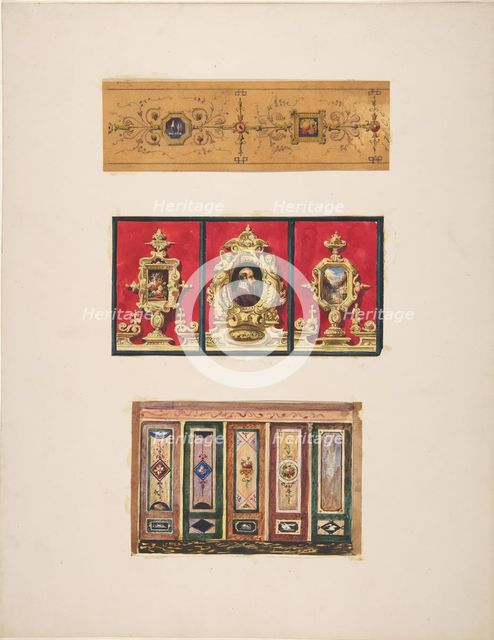 Designs for panels, 19th century. Creators: Jules-Edmond-Charles Lachaise, Eugène-Pierre Gourdet.