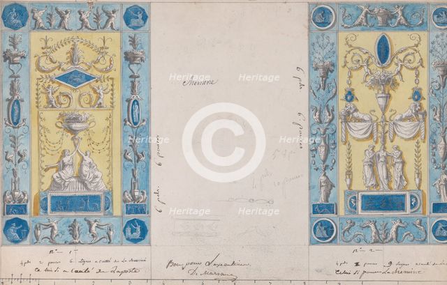 Designs for wall panels, early 19th century. Creator: Anon.