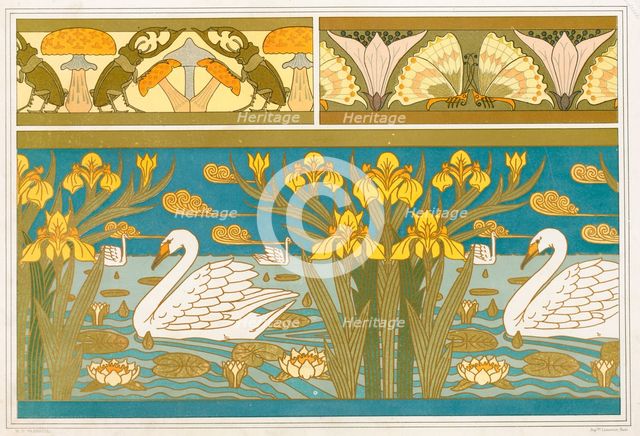 Designs for wallpaper border with Stag Beetles and Mushrooms, pub. 1897. Creator: Maurice Pillard Verneuil (1869?1942).
