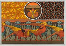Designs for wallpaper border and fabric: "Birds"; Ladybirds and Maiden Hair Fern", pub. 1897. Creator: Maurice Pillard Verneuil (1869?1942)