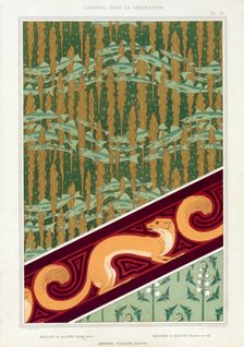 Designs for wallpaper, border and silk fabric, pub. 1897. Creator: Maurice Pillard Verneuil (1869?1942)