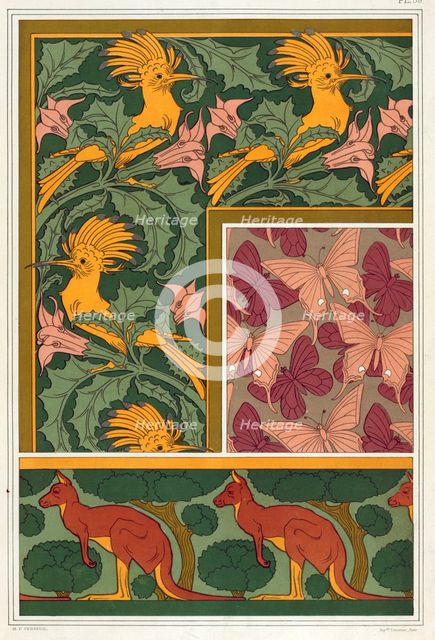 Designs for wallpaper borders and silk fabric, pub. 1897. Creator: Maurice Pillard Verneuil (1869?1942).