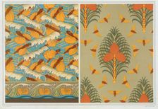 Designs for wallpaper "Flying Fish and Waves", pub. 1897. Creator: Maurice Pillard Verneuil (1869?1942)