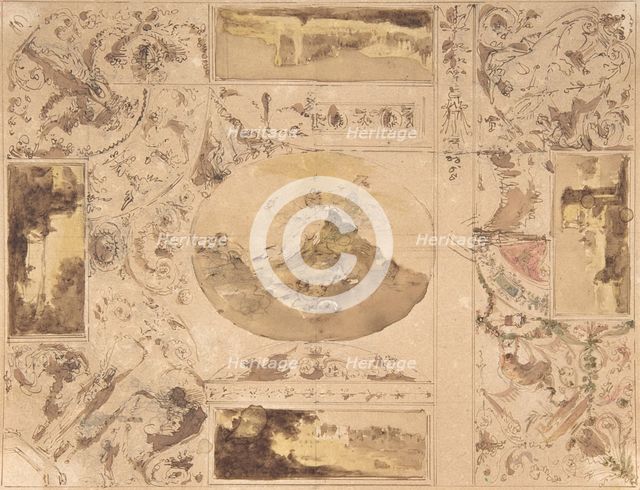 Designs for the decoration of a ceiling, late 18th-mid-19th century. Creator: Giuseppe Bernardino Bison.
