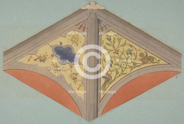 Designs for the painted decoration of a vaulted ceiling, 1830-97. Creators: Jules-Edmond-Charles Lachaise, Eugène-Pierre Gourdet.