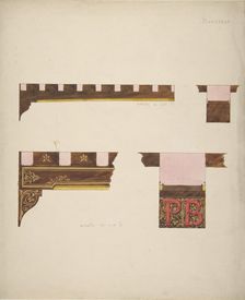 Designs for the painted decoration of ceiling timbers monogrammed "PB", second half 19th century. Creators: Jules-Edmond-Charles Lachaise, Eugène-Pierre Gourdet