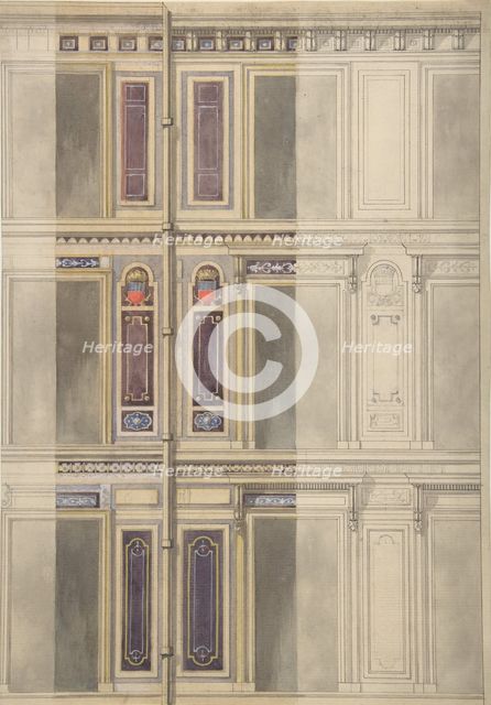 Designs for three windowed storeys, 1830-97. Creators: Jules-Edmond-Charles Lachaise, Eugène-Pierre Gourdet.