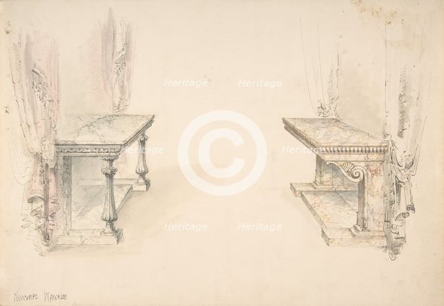 Designs for Two Marble Pier Tables with Draperies, early 19th century. Creator: Anon.