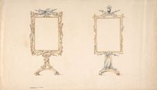 Designs for Two Mirror Frames Supported on Footed Pedestals with Armorial..., early 19th cent. Creator: Anon