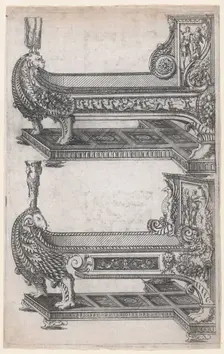 Designs for Two Beds, 1565-70. Creator: Jacques Androuet Du Cerceau