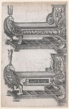 Designs for Two Beds, 1565-70. Creator: Jacques Androuet Du Cerceau